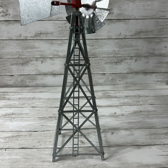 VINTAGE WINDMILL 17" MODEL GALVANIZED STEEL Train Village - Picture 5 of 5